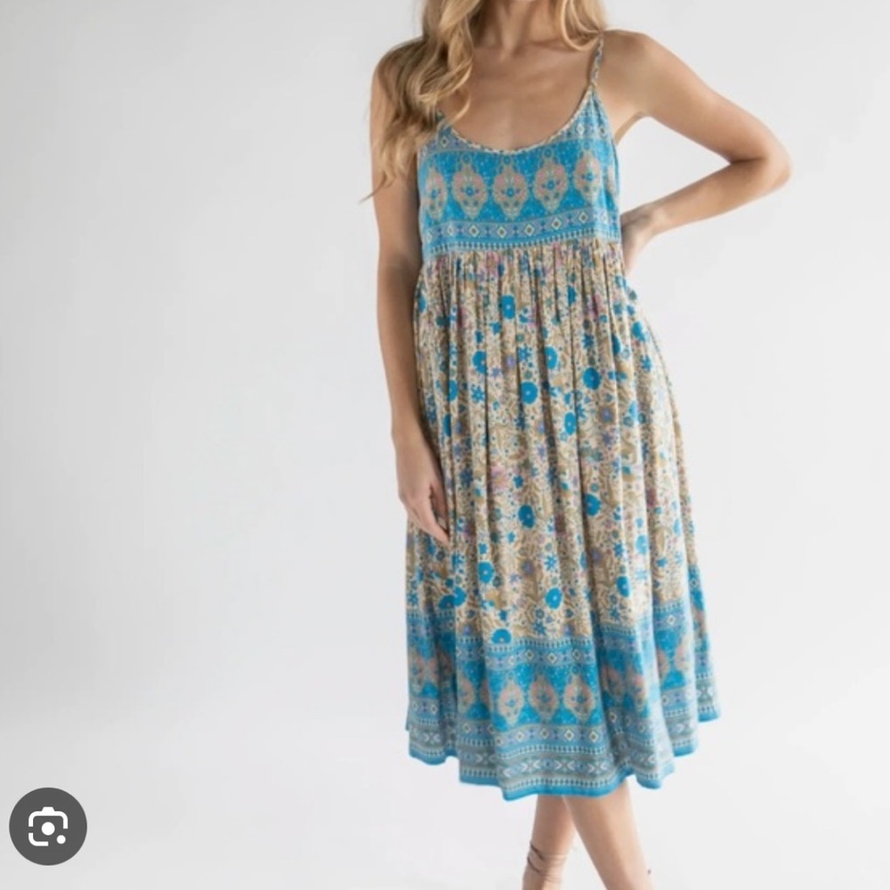 NATURAL LIFE Teal and Cream Boho Dress - Picture 5 of 5
